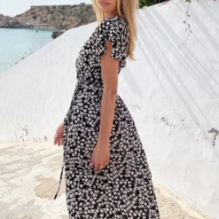 Bloemenprint Jurk Midi Taupe 8 Bloemenprint Jurk Midi Taupe -Exporteren Dames Glam Winkel Bloemenprint Jurk Midi Taupe 2 586x900 1