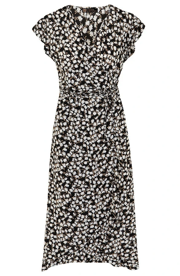 Bloemenprint Jurk Midi Taupe 5 Bloemenprint Jurk Midi Taupe - Afbeelding 5