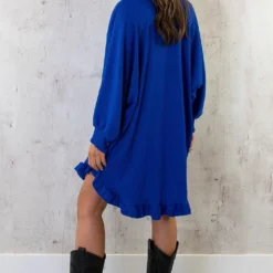 Blouse Jurk Oversized Kobalt -Exporteren Dames Glam Winkel Blouse Jurk Oversized Kobalt 4 586x900 1