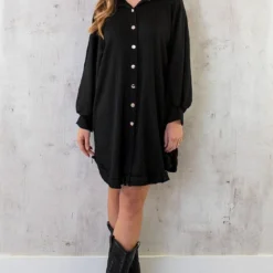 Blouse Jurk Oversized Zwart -Exporteren Dames Glam Winkel Blouse Jurk Oversized Zwart 2 586x900 1
