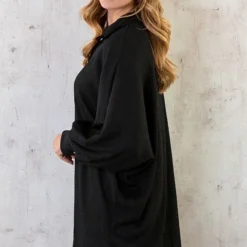 Blouse Jurk Oversized Zwart -Exporteren Dames Glam Winkel Blouse Jurk Oversized Zwart 3 586x900 1