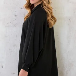 Blouse Jurk Oversized Zwart -Exporteren Dames Glam Winkel Blouse Jurk Oversized Zwart 4 586x900 1
