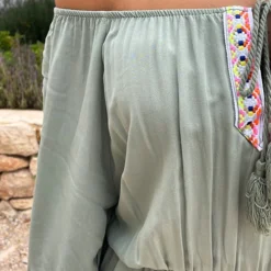 Boho Off Shoulder Jurk Army -Exporteren Dames Glam Winkel Boho Off Shoulder Jurk Army 1 586x900 1