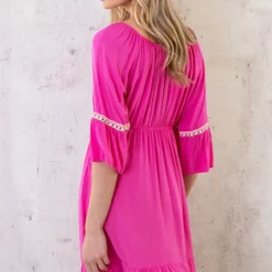 Boho Off Shoulder Jurk Fuchsia 13 Boho Off Shoulder Jurk Fuchsia -Exporteren Dames Glam Winkel Boho Off Shoulder Jurk Fuchsia 7 586x900 1