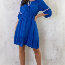 Boho Off Shoulder Jurk Kobalt -Exporteren Dames Glam Winkel Boho Off Shoulder Jurk Kobalt 2 586x900 1