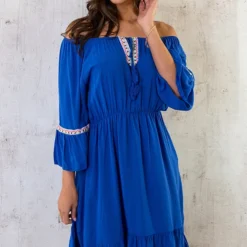 Boho Off Shoulder Jurk Kobalt -Exporteren Dames Glam Winkel Boho Off Shoulder Jurk Kobalt 586x900 1