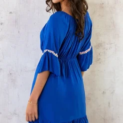 Boho Off Shoulder Jurk Kobalt -Exporteren Dames Glam Winkel Boho Off Shoulder Jurk Kobalt 7 586x900 1