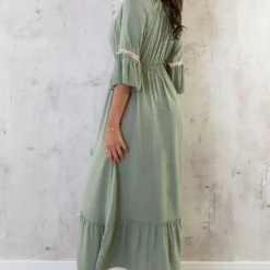 Boho Off Shoulder Maxi Jurk Army -Exporteren Dames Glam Winkel Boho Off Shoulder Maxi Jurk Army 1 586x900 1