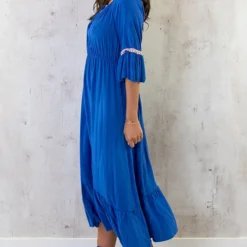 Boho Off Shoulder Maxi Jurk Kobalt -Exporteren Dames Glam Winkel Boho Off Shoulder Maxi Jurk Kobalt 3 586x900 1