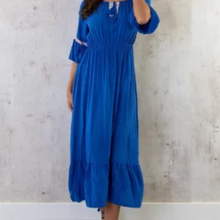 Boho Off Shoulder Maxi Jurk Kobalt -Exporteren Dames Glam Winkel Boho Off Shoulder Maxi Jurk Kobalt 6 586x900 1