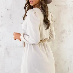 Boho V-Hals Jurk Beige -Exporteren Dames Glam Winkel Boho V Hals Jurk Beige 1 586x900 2