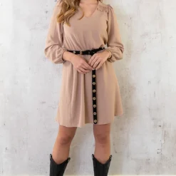 Boho V-Hals Jurk Camel -Exporteren Dames Glam Winkel Boho V Hals Jurk Camel 2 586x900 2