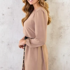 Boho V-Hals Jurk Camel -Exporteren Dames Glam Winkel Boho V Hals Jurk Camel 5 586x900 1