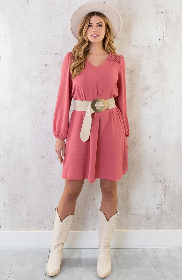 Boho V-Hals Jurk Dust Roze 10 Boho V-Hals Jurk Dust Roze - Afbeelding 10