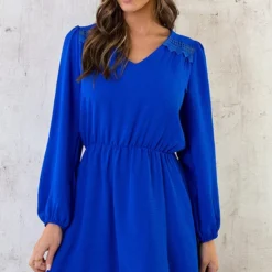 Boho V-Hals Jurk Kobalt