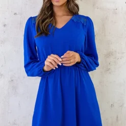 Boho V-Hals Jurk Kobalt -Exporteren Dames Glam Winkel Boho V Hals Jurk Kobalt 5 586x900 1