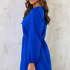 Boho V-Hals Jurk Kobalt -Exporteren Dames Glam Winkel Boho V Hals Jurk Kobalt 6 586x900 1