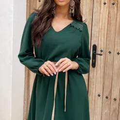 Boho V-Hals Jurk Smaragd -Exporteren Dames Glam Winkel Boho V Hals Jurk Smaragd 1 586x900 1