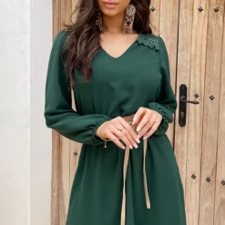 Boho V-Hals Jurk Smaragd -Exporteren Dames Glam Winkel Boho V Hals Jurk Smaragd 7 586x900 1