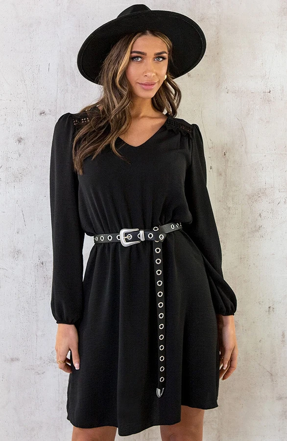 Boho V-Hals Jurk Zwart 8 Boho V-Hals Jurk Zwart - Afbeelding 8