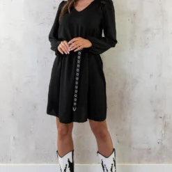 Boho V-Hals Jurk Zwart 23 Boho V-Hals Jurk Zwart -Exporteren Dames Glam Winkel Boho V Hals Jurk Zwart 3 586x900 2