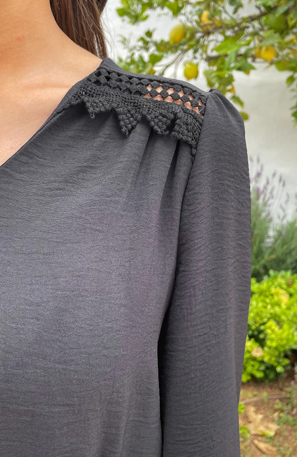 Boho V-Hals Jurk Zwart 7 Boho V-Hals Jurk Zwart - Afbeelding 7