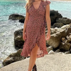 Cheetah Jurk Midi Koraal