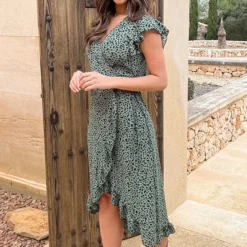 Cheetah Jurk Midi Legergroen 12 Cheetah Jurk Midi Legergroen -Exporteren Dames Glam Winkel Cheetah Jurk Midi Legergroen 4 586x900 1