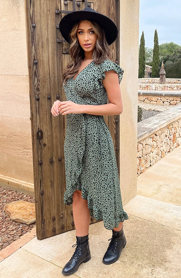 Cheetah Jurk Midi Legergroen 4 Cheetah Jurk Midi Legergroen - Afbeelding 4