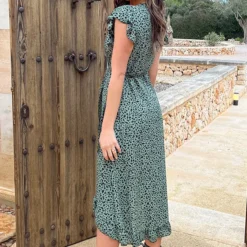 Cheetah Jurk Midi Legergroen 14 Cheetah Jurk Midi Legergroen -Exporteren Dames Glam Winkel Cheetah Jurk Midi Legergroen 5 586x900 1