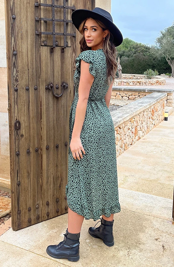Cheetah Jurk Midi Legergroen 6 Cheetah Jurk Midi Legergroen - Afbeelding 6