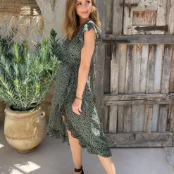 Cheetah Jurk Midi Legergroen 16 Cheetah Jurk Midi Legergroen -Exporteren Dames Glam Winkel Cheetah Jurk Midi Legergroen 586x900 2