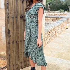 Cheetah Jurk Midi Legergroen 13 Cheetah Jurk Midi Legergroen -Exporteren Dames Glam Winkel Cheetah Jurk Midi Legergroen 6 586x900 1