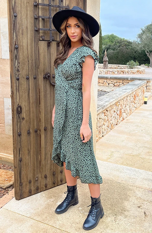Cheetah Jurk Midi Legergroen 5 Cheetah Jurk Midi Legergroen - Afbeelding 5