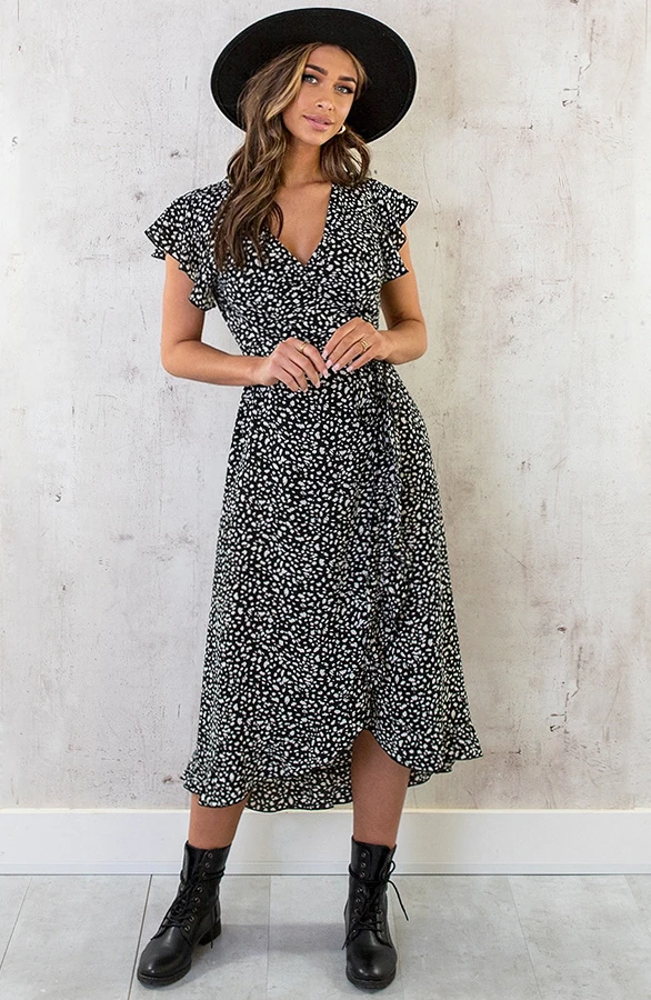 Cheetah Jurk Midi Zwart 3 Cheetah Jurk Midi Zwart - Afbeelding 3