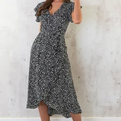 Cheetah Jurk Midi Zwart