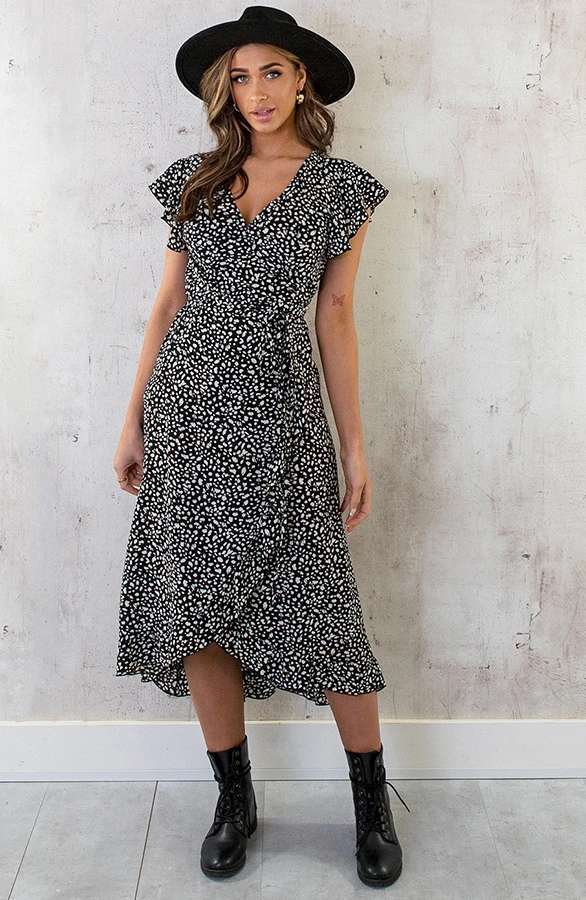 Cheetah Jurk Midi Zwart 2 Cheetah Jurk Midi Zwart - Afbeelding 2