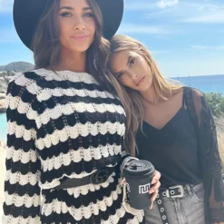 Crochet Strepen Jurk Zwart Ecru -Exporteren Dames Glam Winkel Crochet Strepen Jurk Zwart Ecru Kanten Kimono Boho Zwart 7 586x900 1