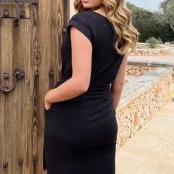 Femme Fatale Jurk Zwart -Exporteren Dames Glam Winkel Femme Fatale Jurk Zwart 7 586x900 1