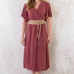 Florence Midi Jurk Dust Roze -Exporteren Dames Glam Winkel Florence Midi Jurk Dust Roze 2 586x900 2