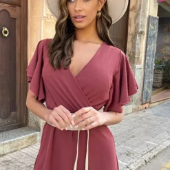 Florence Midi Jurk Dust Roze -Exporteren Dames Glam Winkel Florence Midi Jurk Dust Roze 4 586x900 1