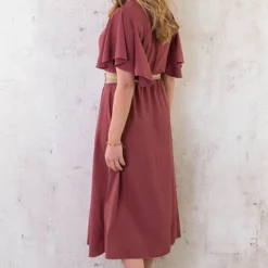 Florence Midi Jurk Dust Roze -Exporteren Dames Glam Winkel Florence Midi Jurk Dust Roze 4 586x900 2
