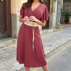 Florence Midi Jurk Dust Roze