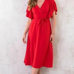 Florence Midi Jurk Rood