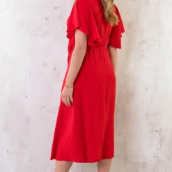 Florence Midi Jurk Rood -Exporteren Dames Glam Winkel Florence Midi Jurk Rood 4 586x900 1