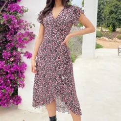 Flower Jurk Midi Koraal