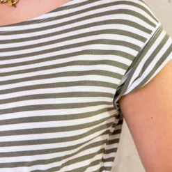 Gestreepte Jurk Groen Wit -Exporteren Dames Glam Winkel Gestreepte Jurk Groen Wit 3 586x900 1