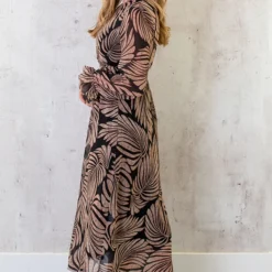 Maxi Jurk Leaves Zwart -Exporteren Dames Glam Winkel IMG9594 586x900 1