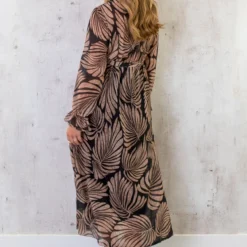 Maxi Jurk Leaves Zwart -Exporteren Dames Glam Winkel IMG9598 586x900 1