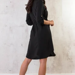 Knopen Jurk Zwart -Exporteren Dames Glam Winkel Knopen Jurk Zwart 4 586x900 2